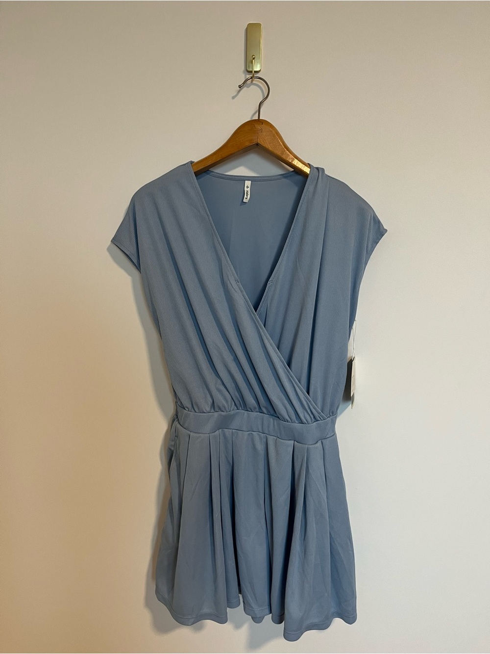 Halara yoga athleisure Light Blue Wrap Mini Dress-shorts romper